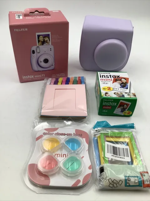 Fujifilm Mini 11 Instant Camera - Purple + Case, Album, Film Sheets and Frames