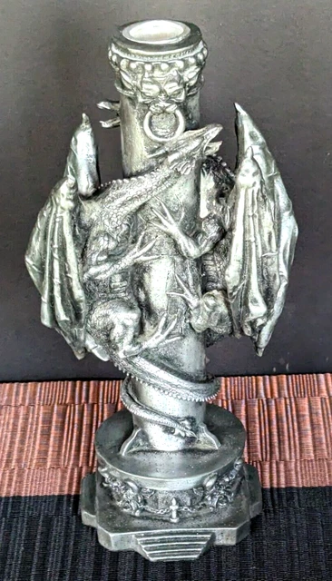 Vintage 1988 Dragon Pewter WUI Summit Collection 8.5" Tall Candlestick VTG