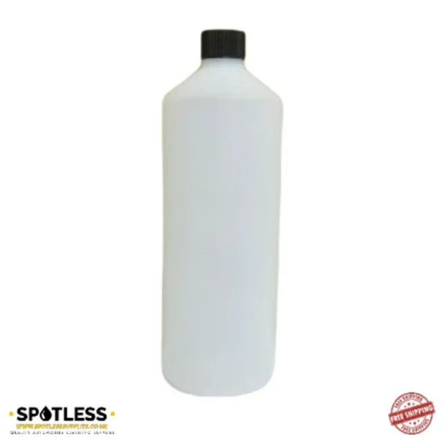 10 x 1L 1000ml HDPE FROSTED OPAQUE TRANSPARENT BOTTLES WITH BLACK CAP