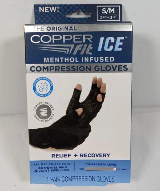 COPPER FIT ICE Menthol Infused Compression Gloves 1 Pair Size S / M