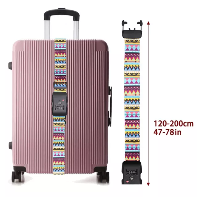 Luggage Belt Adjustable Suitcase Combination Travel Baggage Tie Down Strap Lock 3