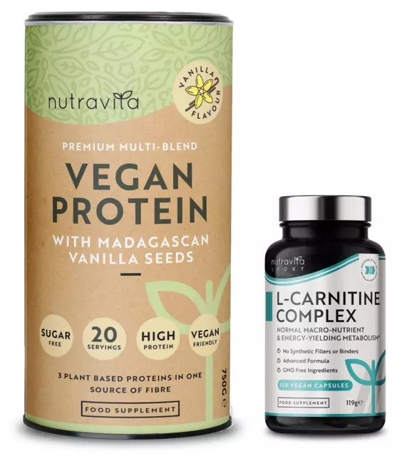 Vanilla Protein Powder Bundle & L-Carnitine Capsules - Gain Muscle and Growth