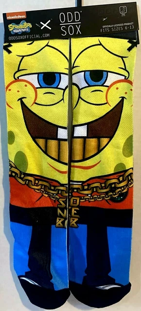 Odd Sox Official Nickelodeon Spongebob Hip Hop Pants Crew Socks Size 6-13 (NEW)