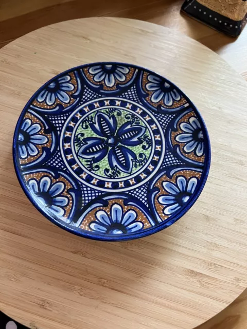 Pintado A Mano Spain blue pottery Decorative Plate signed