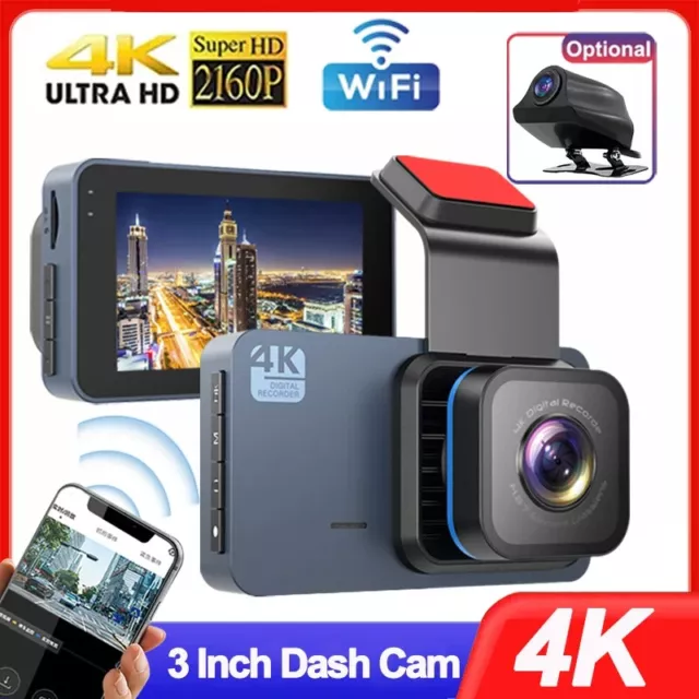 Caméra Embarquée 4K + 1080P Dashcam Avant et Arriere avec WiFi GPS 170°