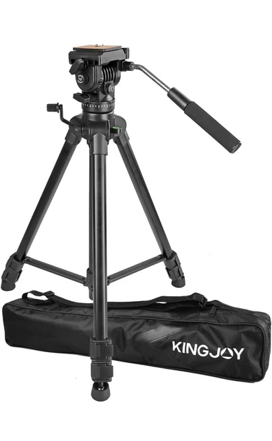 Trípode de video de aleación de aluminio KINGJOY 65"" para cámara con cabezal fluido VT-1500