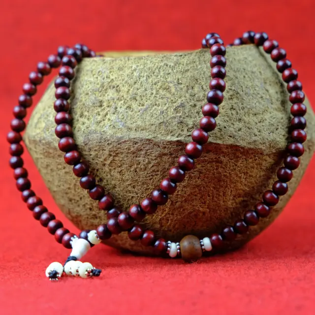 Rosenholz Mala Buddhistische Gebetskette Bodhi Samen Muschel 108 Perlen 8mm
