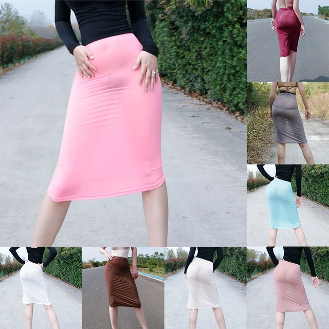 Gonna da festa bodycon trasparente da donna lunga ultrasottile vista attraverso il materiale