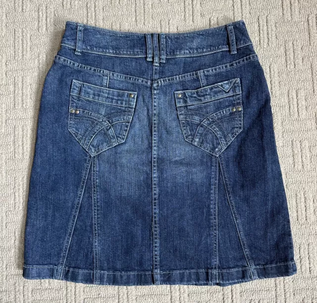 ESPRIT DE CORP Denim Blue Jean A Line Paneled Skirt Size 12 2