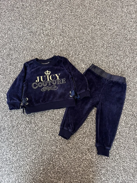 Baby Juicy Couture Blue Velour Tracksuit Outfit 12M