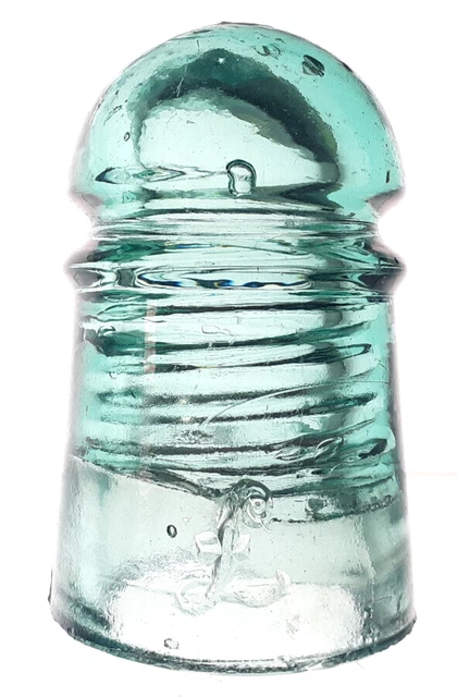 CD 102 Blue STERLING £/£ Antique Glass Telegraph Insulator OPEN DOME BUBBLE G9 2