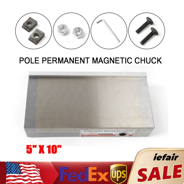 125*250mm Surface Grinder Permanent Magnetic Chuck w/ Set of Screws & Handle
