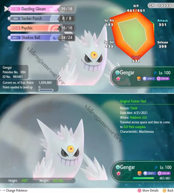 Mega Gengar Shiny ✨ Pokémon Let's Go Pikachu Eevee Battle 6 IV