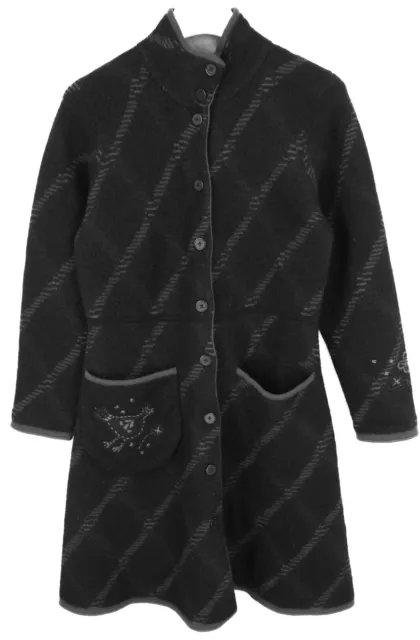 Gudrun Sjoden Manteau Femmes Petit Laine Col Montant à Motifs Brodé