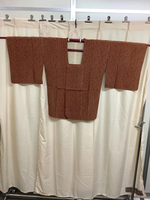 Japanese Vintage Kimono Michiyuki coat Izakaya silk brown length 29.13 inch used