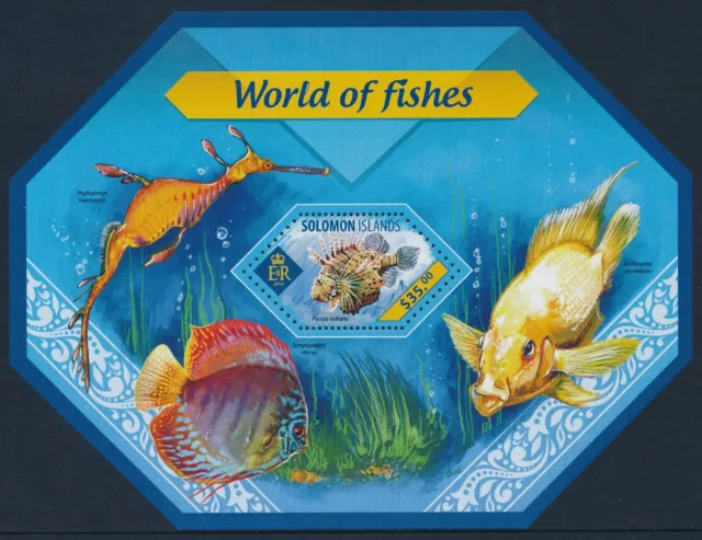 2014 Solomon Islands Fish Mini Sheet ($35) Fine Mint Mnh