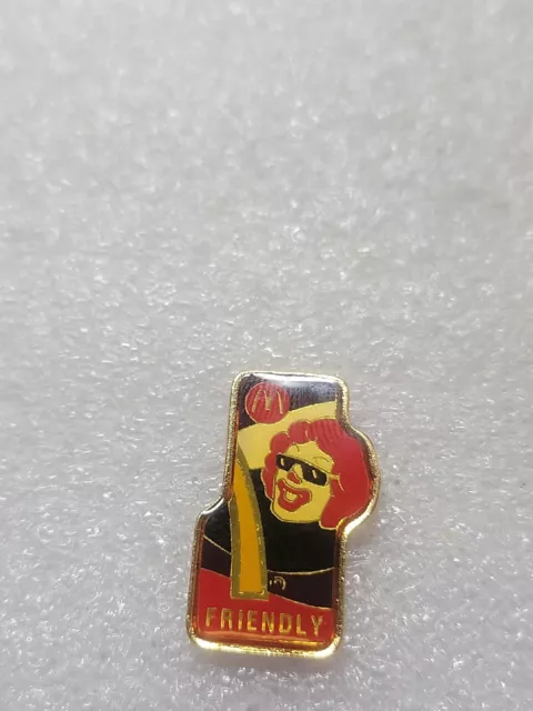 McDonalds Friendly Ronald Enamel Lapel Pin Single Post Clutch Back Gold Toned