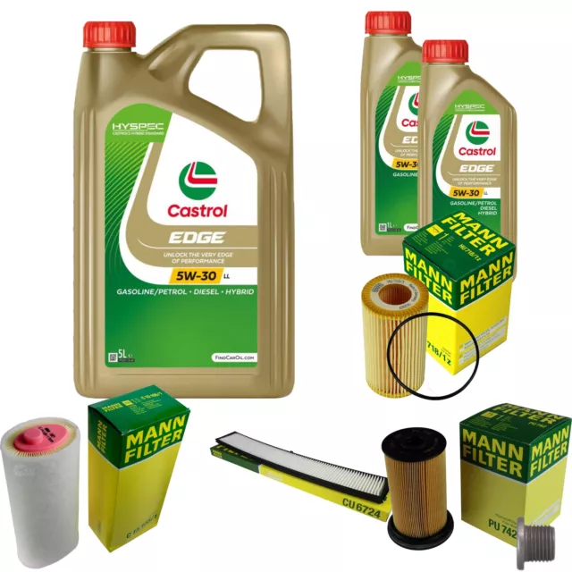 MANN-FILTER Inspection set 7 L Castrol EDGE 5W-30 LL pour BMW 3 320d