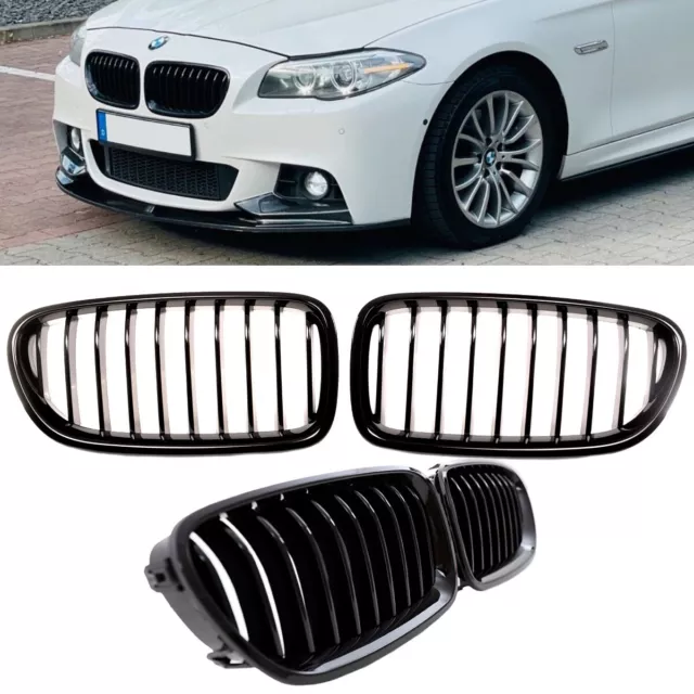 Kühlergrill SET hochglanz Schwarz 10 Streben passt für BMW F10 F11 Performance