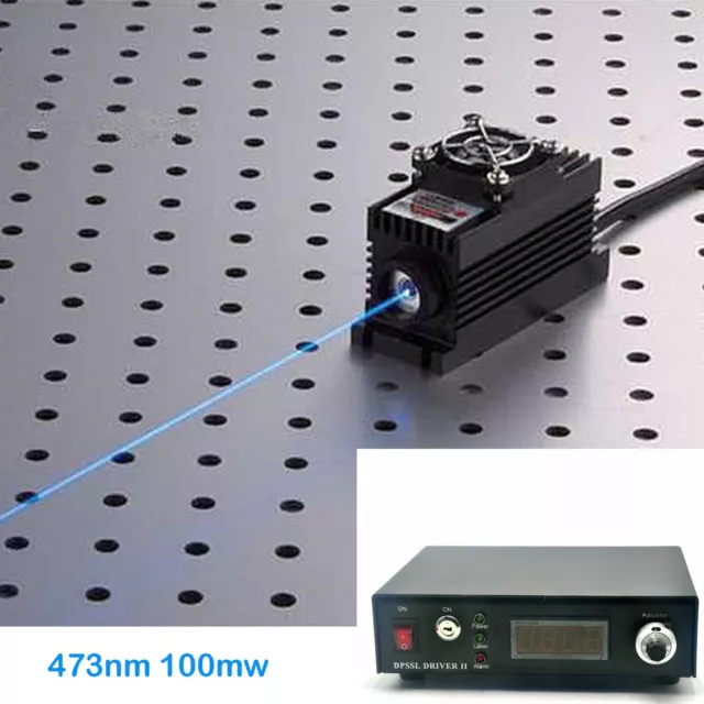 473nm 100mW Blue Laser Dot Module + TTL/Analog + TEC + PS-II Lab Power Supply