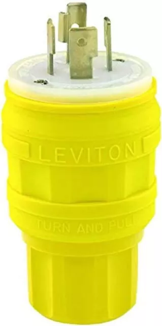 Leviton 26W76 20A 480V 3PY Locking Plug Industrial Grade Wetguard Yellow