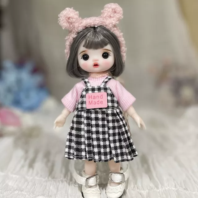 Full Set 1/8 BJD Doll Toys 16cm Mini Cute Girls + Eyes + Wigs + Shoes + Clothes