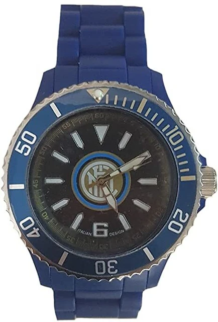 Orologio Da Polso Fc Inter Prodotto Ufficiale Nero Azzurro Ghiera Grigia Stemma