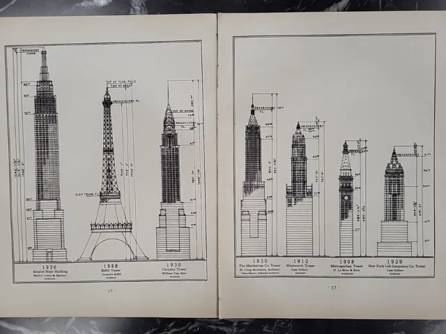 1930 Fortune Magazine Seven Tallest Buildings (2 Pages) Art Deco Skyscrapers