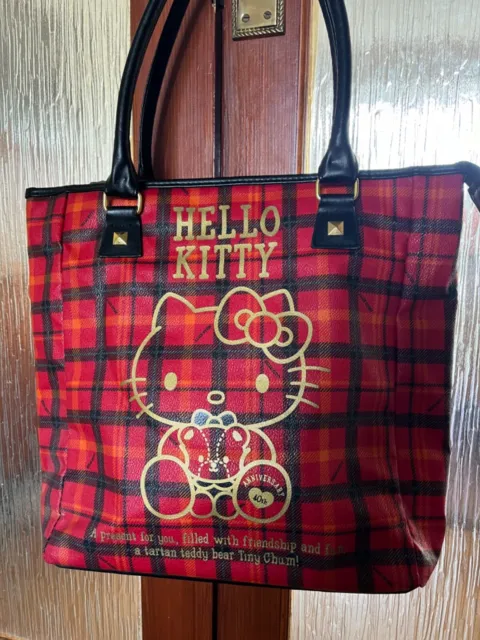 Hello Kitty 40th Anniversary checked tote bag 2014 Sanrio Hello Kitty large bag