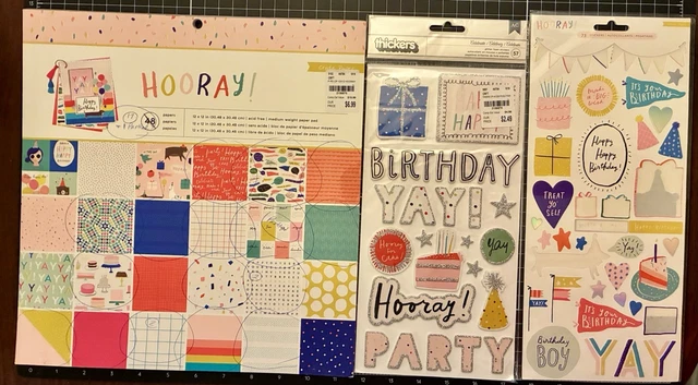 CRATE PAPER HOORAY! 12x12 Paper, Cards, 6x12 Stickers, Thickers, Puffy ...