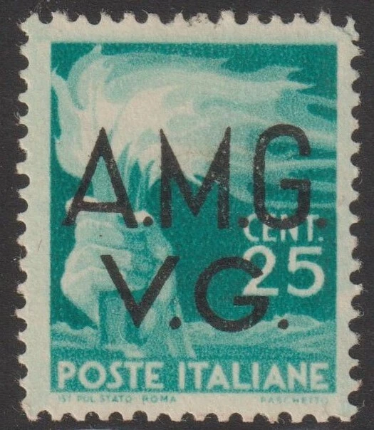 ITALY  1945  Occupation Trieste with AMG VG.  25c  Good MNH   (p416)