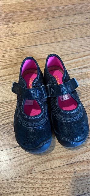 Plae "Emme" Mary Jane Shimmer Shoes Black Nylon/ Suede Sz US 10.5