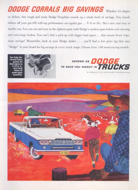 Dodge Corrals Big Savings Sweptline Pickup ad 1960