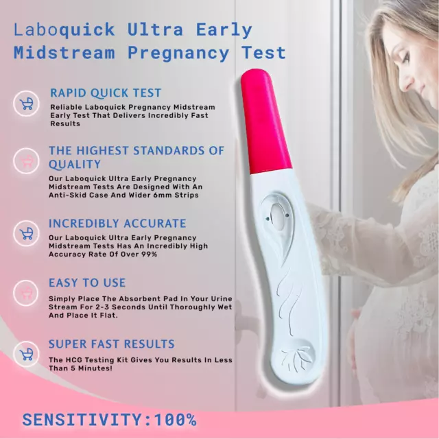 2 pieces LABOQUICK® Midstream ULTRA SENSITIVE-EARLY Detection Pregnancy Test 3