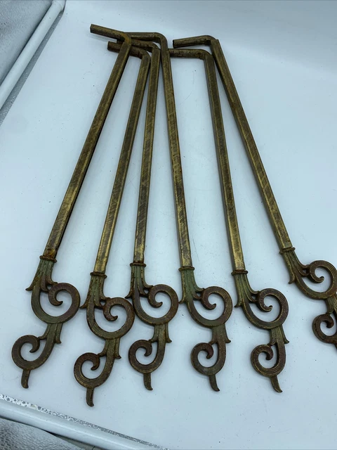 6 Vintage Adjustable Swing Arm Curtain / Drapery Rods no brackets See Pictures