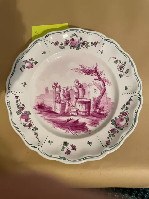 Rare, Antique 18th Century c. 1760 Tournai Purple Faience  Plate 10 in (#5)