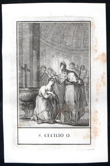 Antico inserzione 1800 de San Cecilio O. santino estampa holy card image pieuse