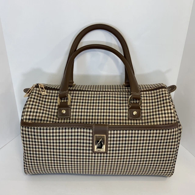 London Fog Oxford III 17" Cabin Luggage Olive Satchel Bag Carry On houndstooth