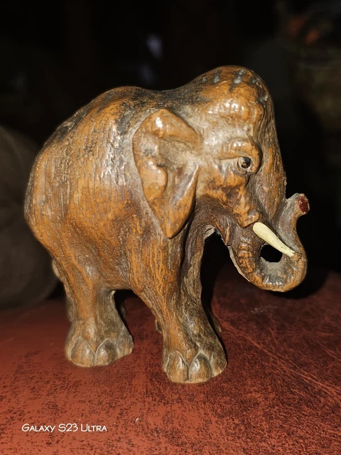 Vintage Syroco Wood Elephant Figurine Mid Century 1940s-50s Statuette