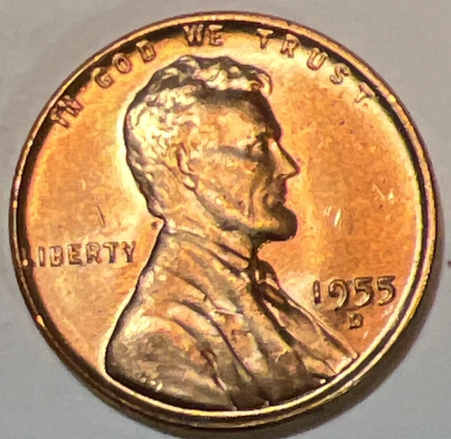 BU 1955-D LINCOLN WHEAT PENNY Denver Mint Uncirculated Cent USA ACTUAL PHOTOS A5