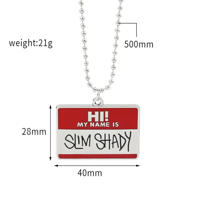 Slim Shady Eminem Necklace Pendant  Square Necklaces Alloy Bead Chain