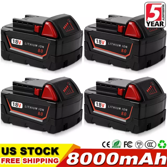 NEW For Milwaukee M18 Lithium ion 8.0 AH Extended Capacity Battery 48-11-1860