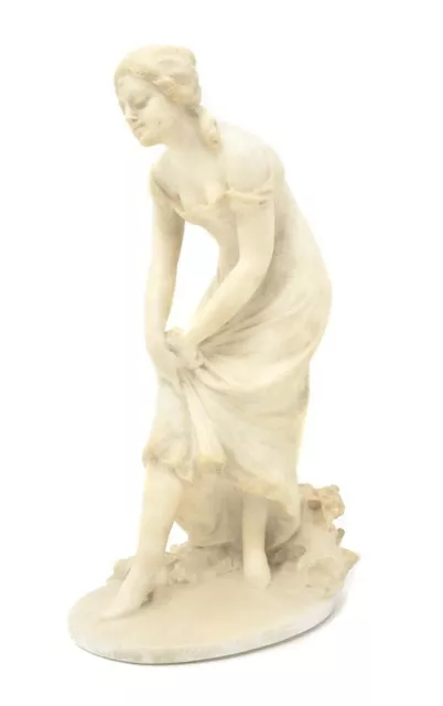 Fine Art Deco Alabaster Of A  Woman Holding Her Dress C 1920 Emilio Fiaschi