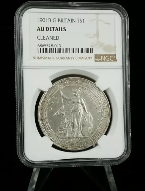 1901-B Great Britain T$1 Trade Dollar Bombay Mint - NGC AU DETAILS CLEANED 9295