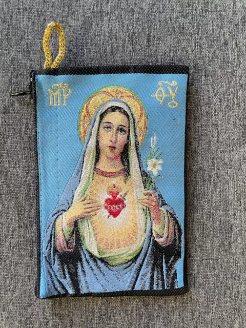 Icon of Sacred Heart of Mary Tapestry Bag, Zippered Purse