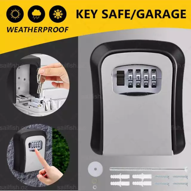 4-Digit Combination Lock Key Box Safe Storage Box Padlock Security Home Outdoor