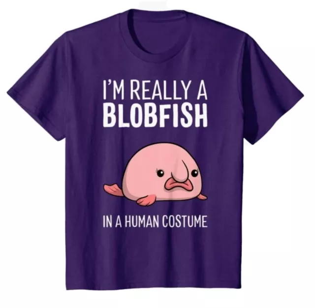 NEW! So Cute! I'm really a blob fish, Purple Tshirt Boy Or Girl Size XS Youth
