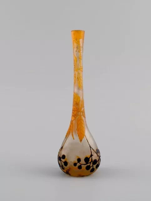 Daum Nancy, France. Art Nouveau Prunellier vase in art glass. Approx. 1900