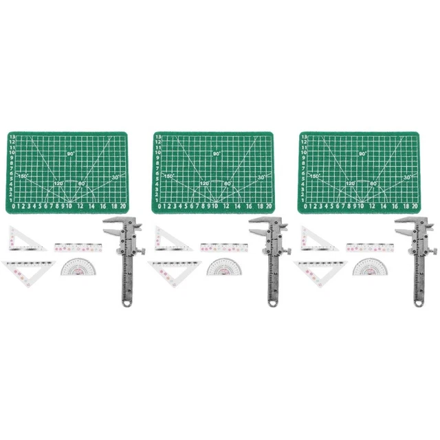 3 SETS MINIATURE Ruler Model Tiny Ruler and Mat Mini School Toy Mini ...