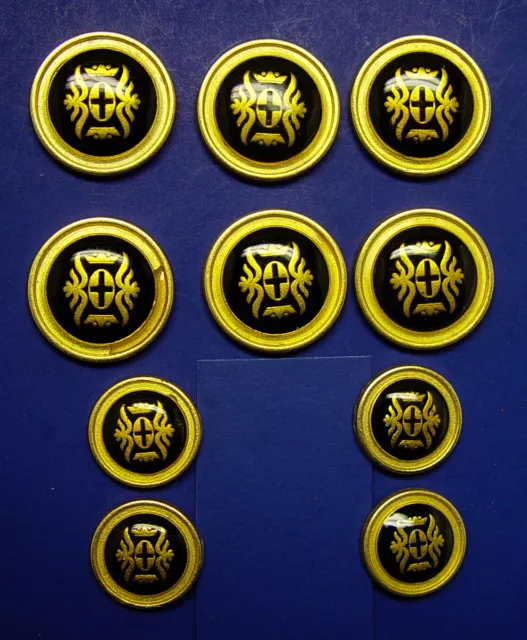 10 Karen Scott Cloissenne Effect Gold/Black Blazer Replacement Buttons Good Cond